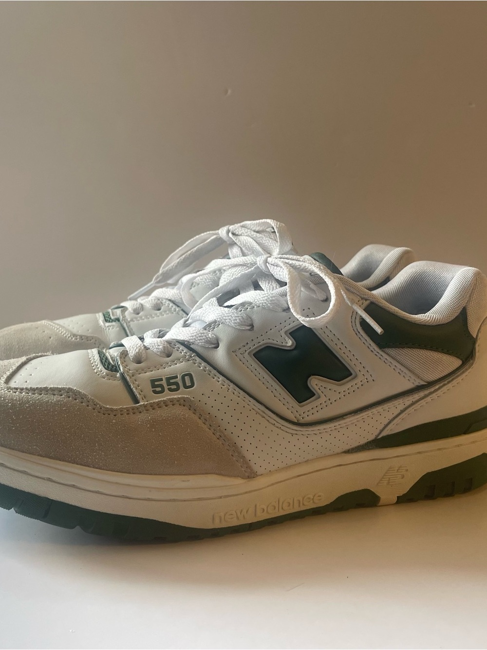 New Balance Men's 550 Retro Basketball White Green Sneakers 10